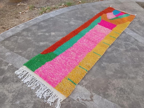 Image 1 of Alfombra de pasillo artesanal, de lana pura, hecha a mano según la tradición, tamaño 75/300 cm.