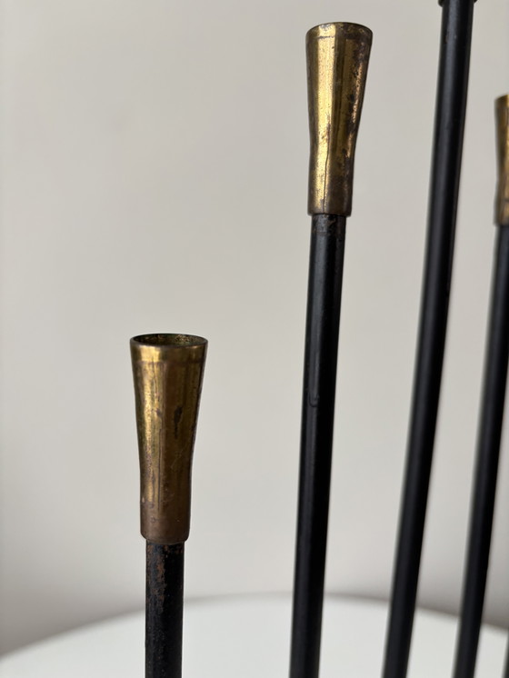 Image 1 of Menorah-Leuchter aus Messing und Metall aus den 1970er Jahren