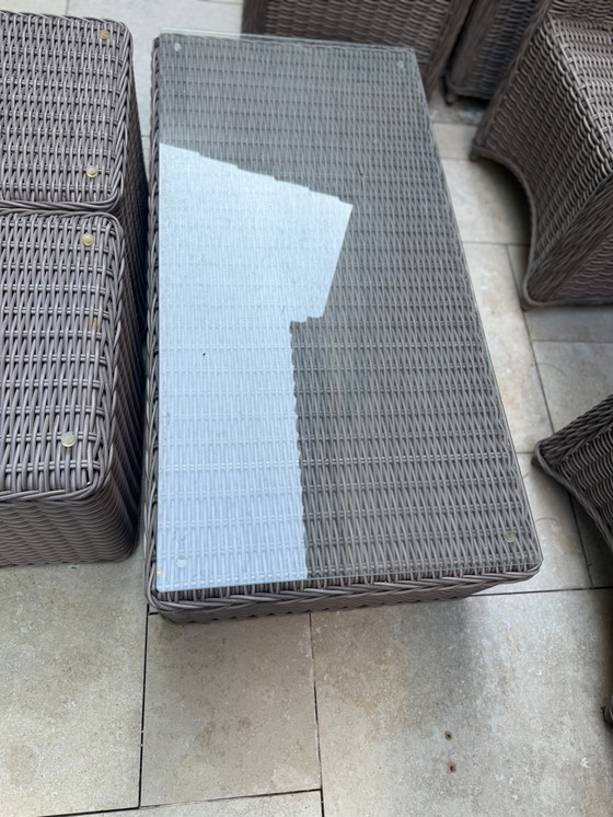 Image 1 of Faux Wicker rectangular Coffee Table