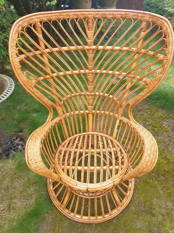 Image 1 of Beau Fauteuil Vintage En Rotin Gio Ponti Années 50 Bonacina