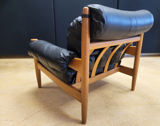 Image 1 of Vintage Black Leather Armchair By Eric Merthen For Ire Möbler