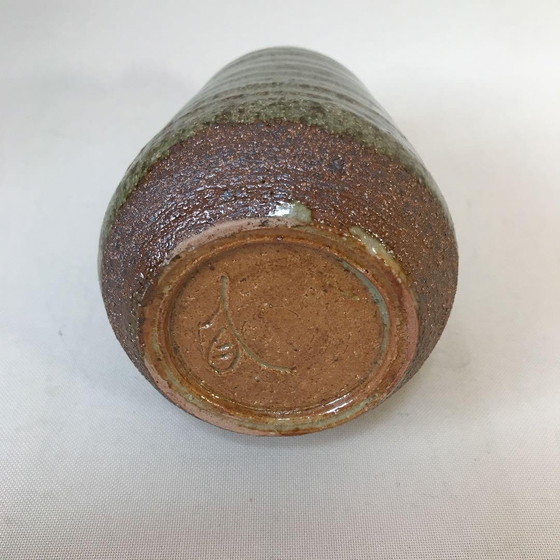 Image 1 of Vaso vintage verde Akazu Ware di Shun Tosaku