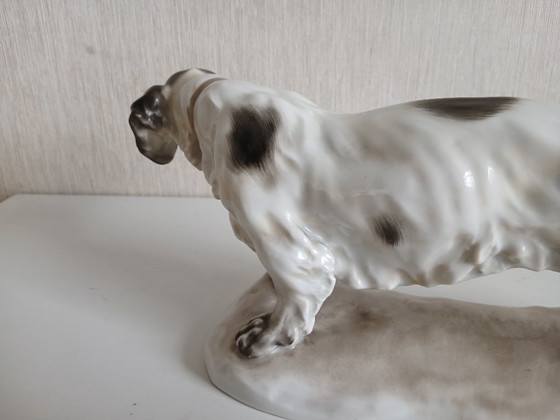 Image 1 of Gyorgy Vastagh Herend, groot porseleinen beeld Ierse Setter
