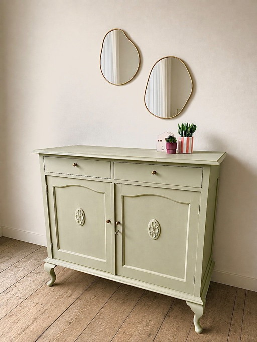 Französisches Sideboard Vintage Schrank in vergrautem Salbeigrün – dressoirs, Wood