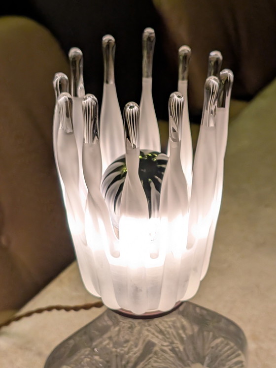 Image 1 of Daum France Crystal "Crater" Table Lamp