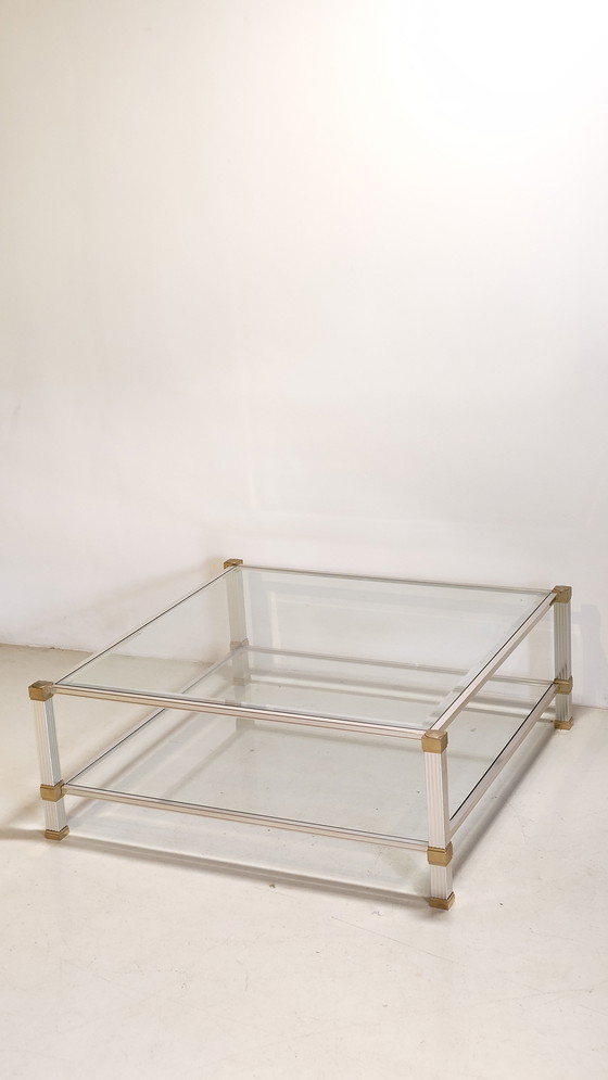 Image 1 of Set aus vier stapelbaren französischen Schulstühlen aus Teakholz mit Metallgestell