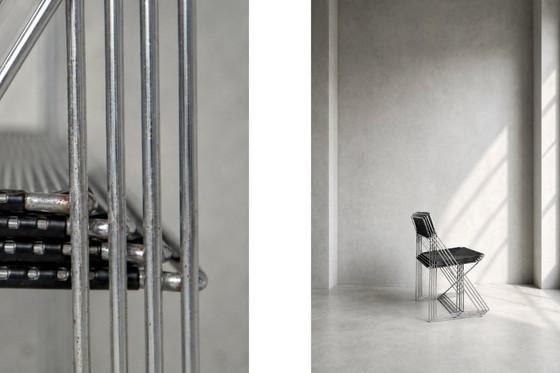 Image 1 of Vintage minimalistische metalen X-Line stoelen van Niels Jørgen Haugesen voor Hybodan, jaren 70, set van 4