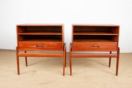 Pair of Scandinavian teak headboards by Arne Vodder for Vamo Sonderborg 1960.
