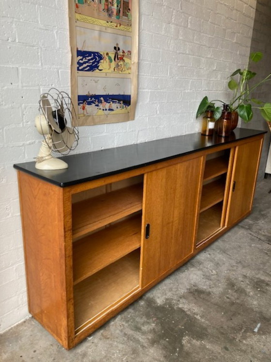 Image 1 of Vintage school cupboard sliding door cupboard dresser XL