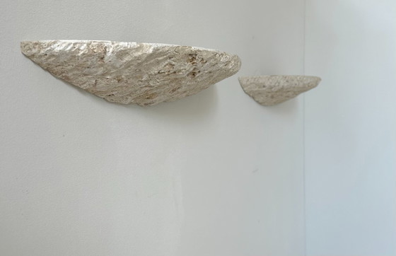 Image 1 of Paar vintage stenen wandlampen, natuurbeige, Italië 1979