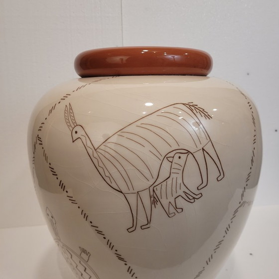 Image 1 of Vase design animals, ceramic, 80's - France