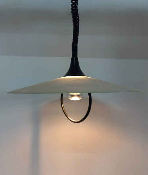 Lampada da soffitto unica con ciotola in vetro effetto marmo (anni '80/'90)