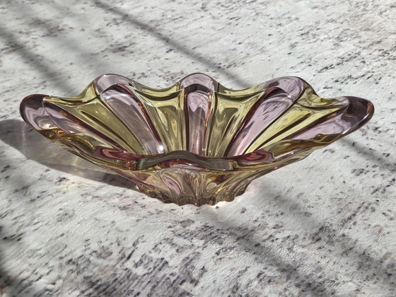 Image 1 of Vintage Mid-Century Glass Bowl – Handmade – Bohemia / Murano, 1950s