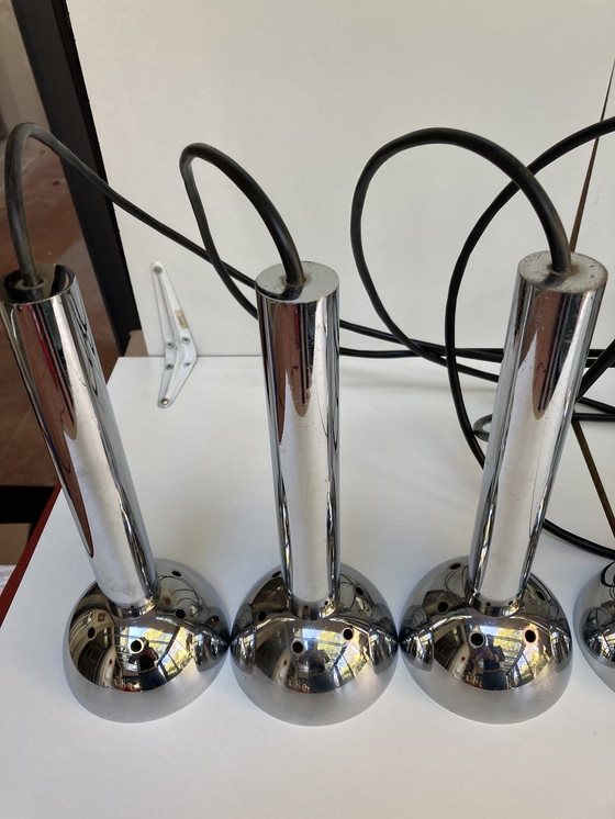 Image 1 of 5-lichts vintage jaren 70 chromen cascade hanglamp