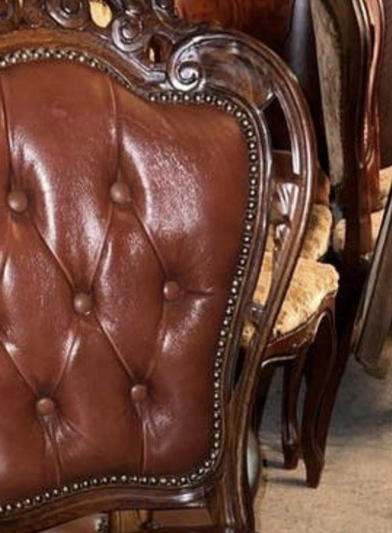 Image 1 of 4 Chesterfield Baroque leather dining chairs
