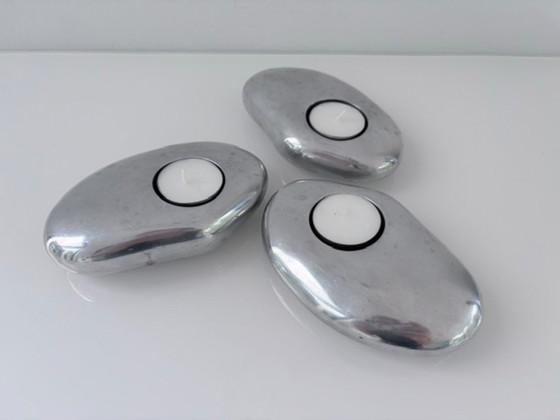 Set de 3 Portavelas de Aluminio – Forma Orgánica – Aluminium (photo 9 of 17)