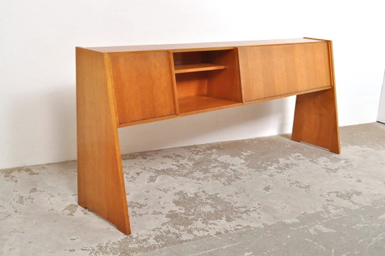 Mid-century sideboard with slanted front, 1950s – Wood (photo 11 of 13)