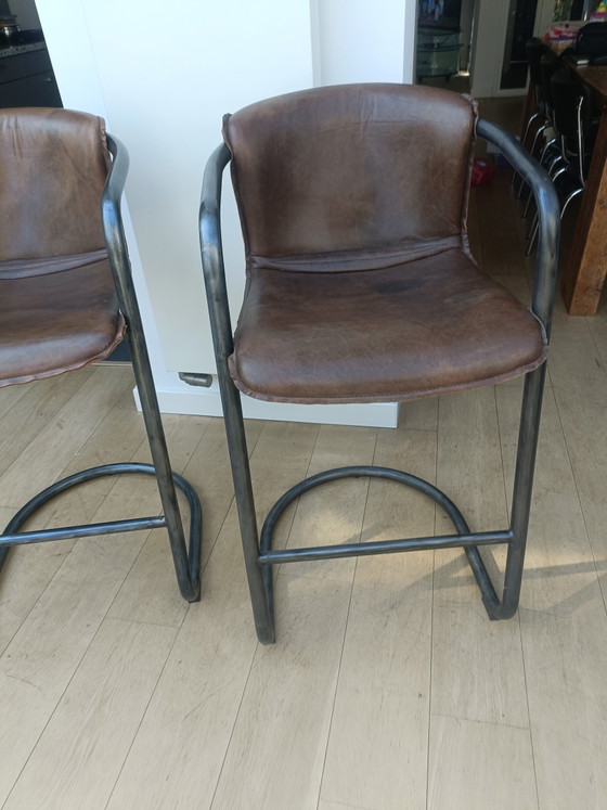 Image 1 of Tabourets de bar en cuir de chez Chiavari