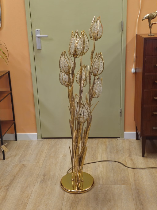 Vintage PALWA Tulip Floor Lamp Table Lamp Brass – vloerlampen, Metal