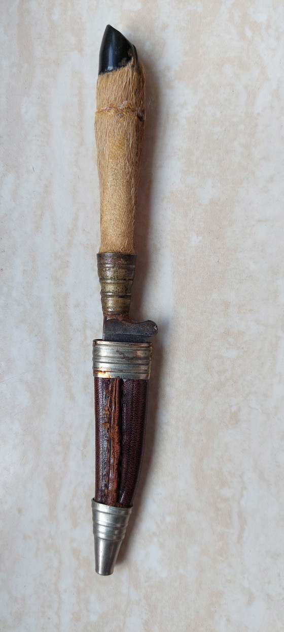 Image 1 of Coltello da caccia vintage Rehwappen Solingen con manico in zampa di cervo