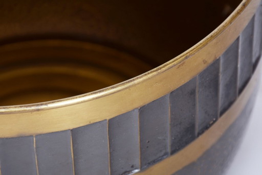 Originele Art Deco jardinière, professioneel gereinigd messing, Tsjechisch, jaren 1910 – plantenbak, Brass (photo 2 of 9)