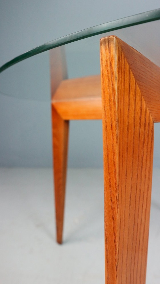 Image 1 of Table basse Gio Ponti pour Isa Bergamo en chêne avec plateau rond en cristal, 1957