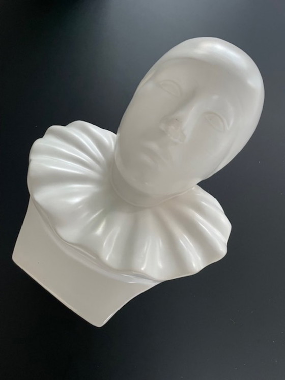Image 1 of Buste de Pierrot vintage en céramique mate