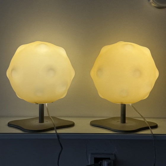 Pair of Lampoon Table Lamps by Foscarini Aldo Cibic, Satin Glass, Vintage Design (photo 3 of 10)