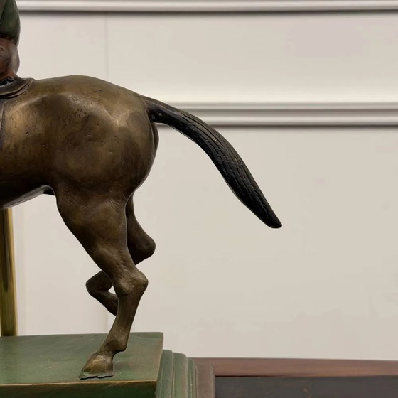 Classic English Bronze Horseman Table Lamp (photo 8 of 10)