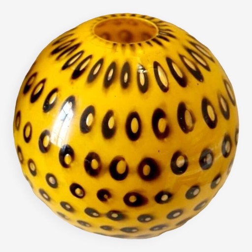 Antique Black And Yellow Speckled Glass Vase