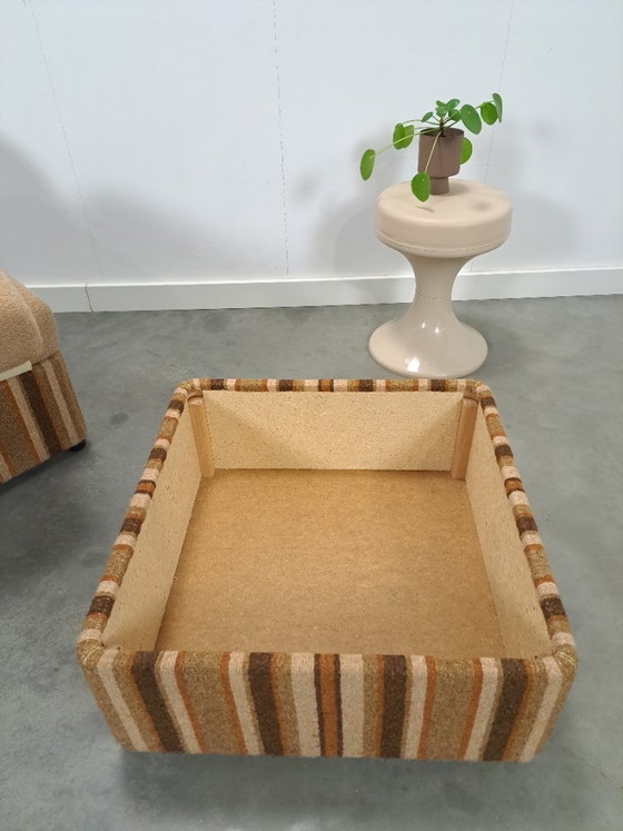 Image 1 of Gestreepte elementen fauteuil met hocker of sofa