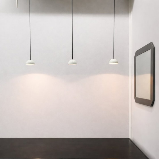 Image 1 of Set of Three “Alesia” White Pendant Lights – Carlo Forcolini for Artemide, 1980s