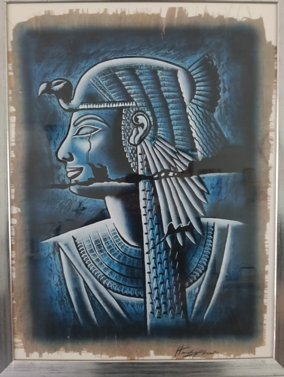 Large Egyptian Papyrus Painting Signed – Paintings & Drawings, Other (photo 2 of 5)