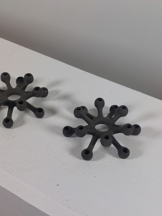 Image 1 of Pair of vintage mid-century Jens Quistgaard metal candlesticks, Denmark