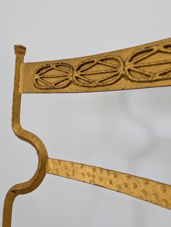 Image 1 of Set of 4 Gilt Wrought Iron Chairs with Floral Tapestry, Spain 1980s