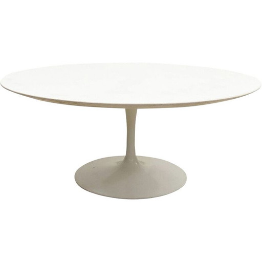 Tavolino da caffè vintage in metallo bianco e legno di Knoll