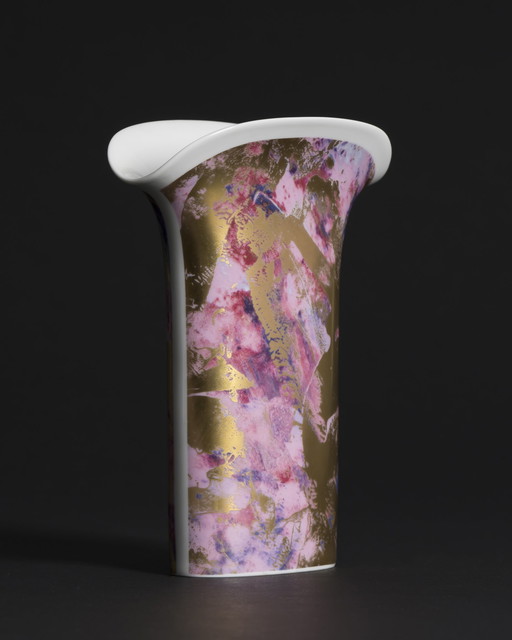 Romantic Elegance — Hutschenreuther Porcelain Vase in Rose, Lilac & Gold, Germany, ca. 1970s
