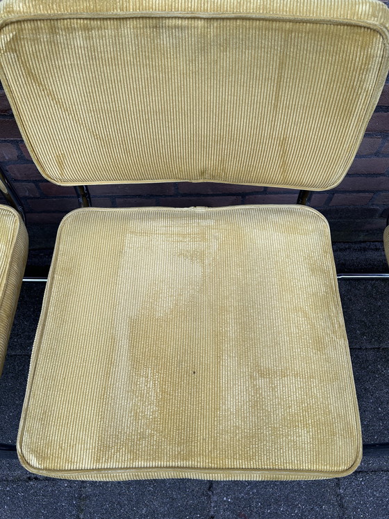 Image 1 of 4 sedie in tessuto a coste con struttura tubolare cromata