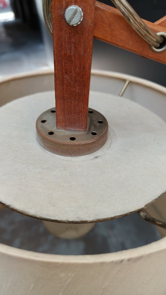 Image 1 of Vintage design Scandinavische teak jaren 50 schaarlamp