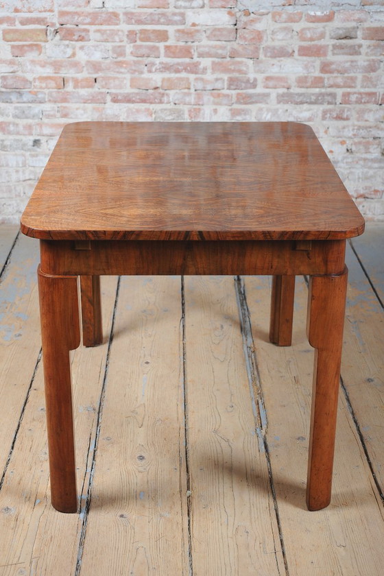 Gerestaureerde uitschuifbare eettafel in art-decostijl, beuken-, sparren- en walnotenhout, Tsjechisch, (photo 11 of 14)