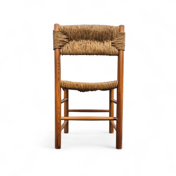 2 x pine wood woven reed dining chairs / France 1950s (photo 14 of 40)