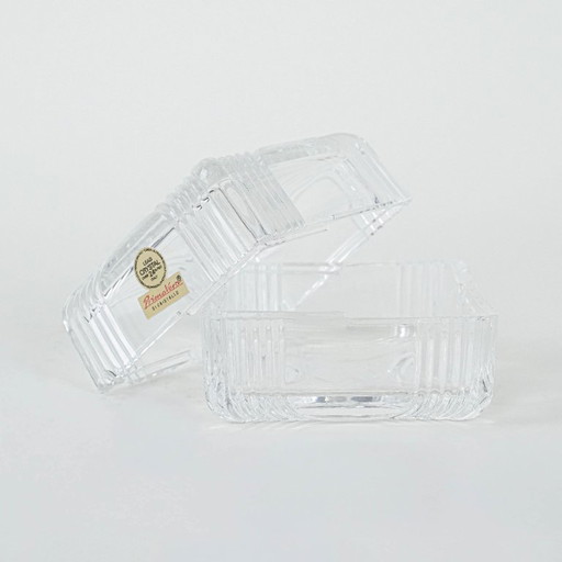Boîte en cristal, verre au plomb, design italien, années 1970, fabricant : Primavera di Cristallo