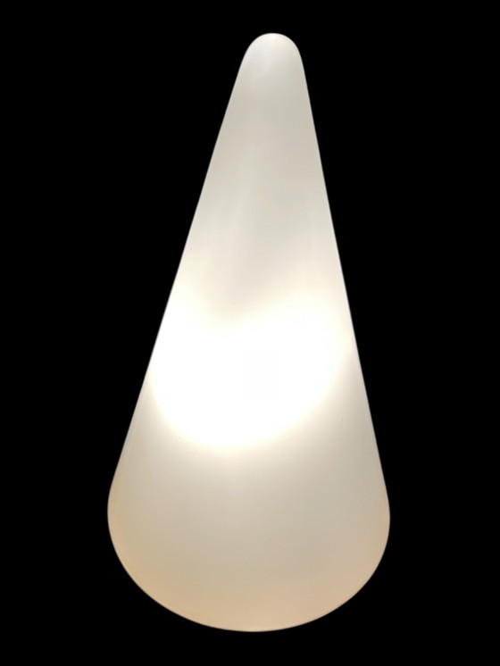 Image 1 of Tipi tafellamp h=14.96 (38cm) mat glas Mid century 1980 Duitsland minimalistisch ontwerp