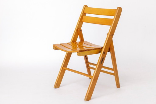 1 of 4 Vintage Folding Chair, 1950s–1960s German Design, Beech Wood, Mid-Century Modern Chair