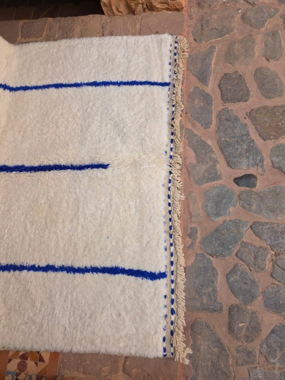 Image 1 of Alfombra Beni Ourain azul y crema, 258 x 161 cm