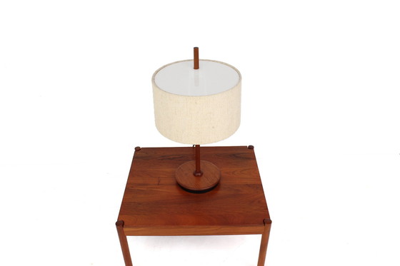 Image 1 of as new! DOMUS Danish Mid - Century eccentric Teak Table Lamp, Vintage Table Lamp with adjustable Lampshade