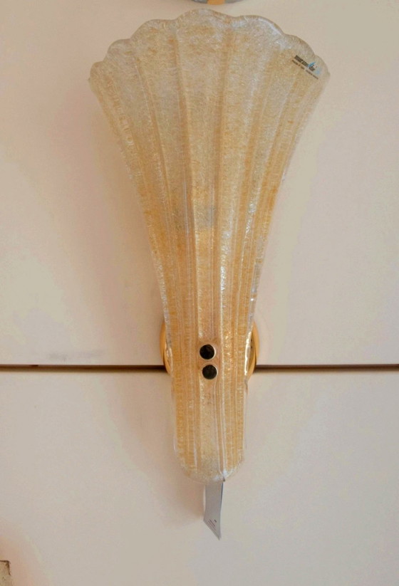 Image 1 of MuranoDue Grote "Fiaccola" wandlamp 46 cm - Identiteitscertificaat - Nieuw bladgoud