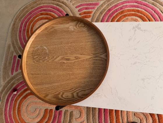 Coffee table marble wood iron (photo 4 of 6)