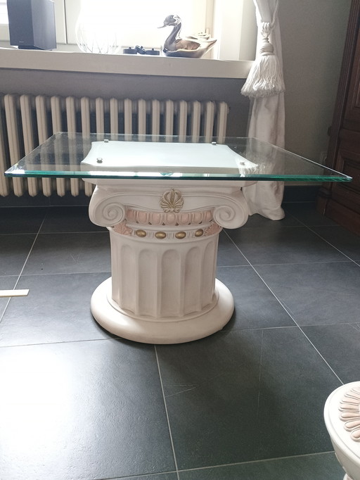Greek Style Set (Side Table, Lamp, and Pot)