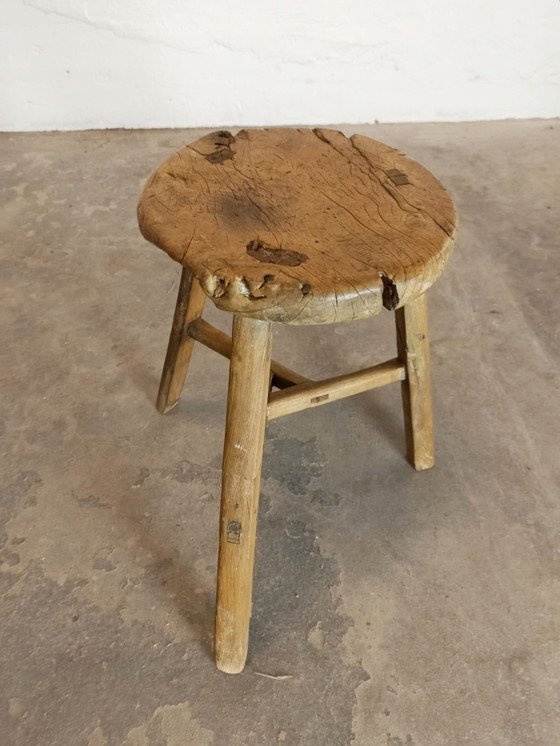 Sgabello in legno Wabi Sabi vintage, Sgabelli, Marrone (foto 6 di 11)